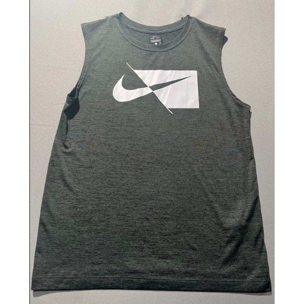 Nike Boys Dri-FIT Heather Gray Graphic Training Tank Top Large DA0357-010  -0103